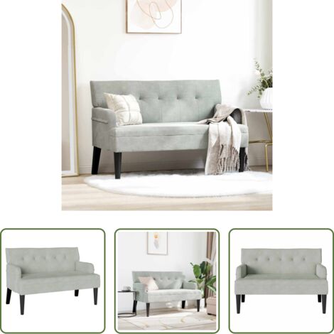 vidaXL Banco moderno -  Banco Chesterfield Gris Claro 112 x 65,5 x 75 cm Terciopelo