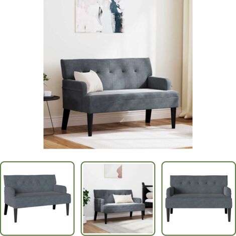 vidaXL Banco moderno -  Banco Chesterfield Gris oscuro 112 x 65,5 x 75 cm Terciopelo