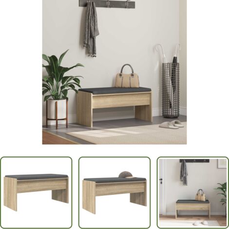 vidaXL Banco moderno -  Banco de entrada con cojín Roble Sonoma 83 x 38 x 40 cm