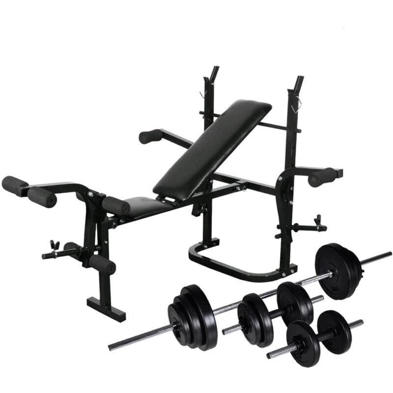 

Banco musculación con soporte pesas, pesas y mancuernas 30,5 kg - Negro - Vidaxl