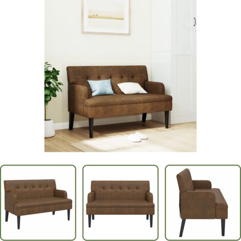 vidaXL Banco sintético -  Banco con respaldo ante sintético marrón 112x65,5x75 cm