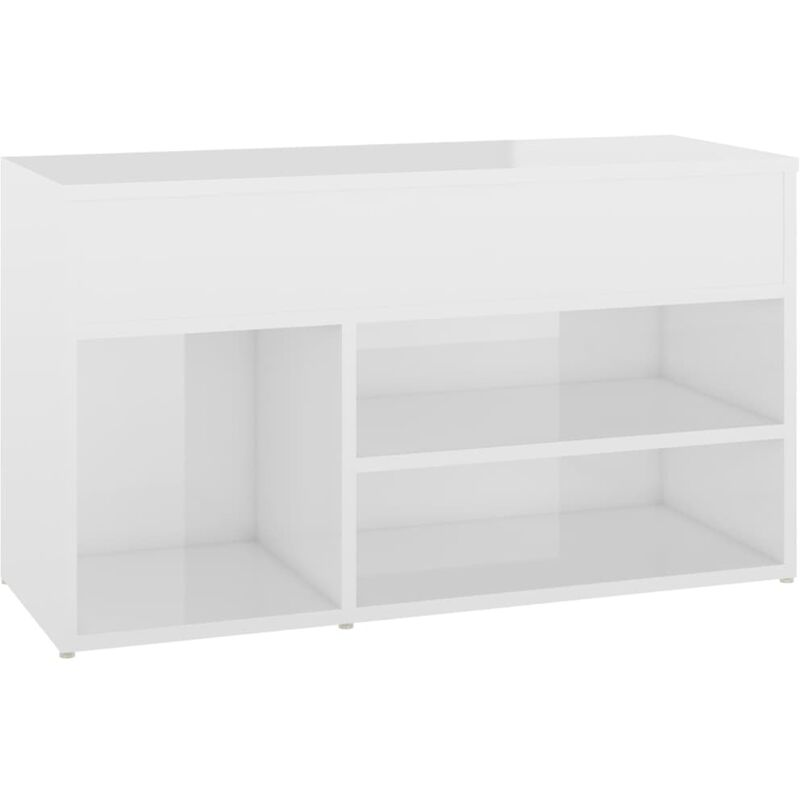 

vidaXL Banco zapatero aglomerado blanco con brillo 80x30x45 cm - Blanco