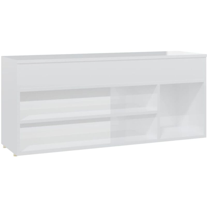 

Banco zapatero de aglomerado blanco brillante 105x30x45 cm - Blanco - Vidaxl