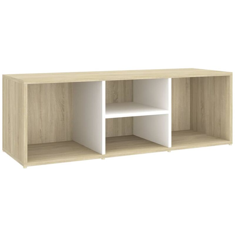 

vidaXL Banco zapatero de aglomerado blanco y roble Sonoma 105x35x35 cm - Beige