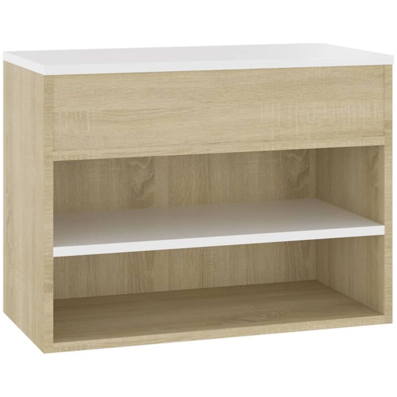 

vidaXL Banco zapatero de aglomerado blanco y roble Sonoma 60x30x45 cm - Beige