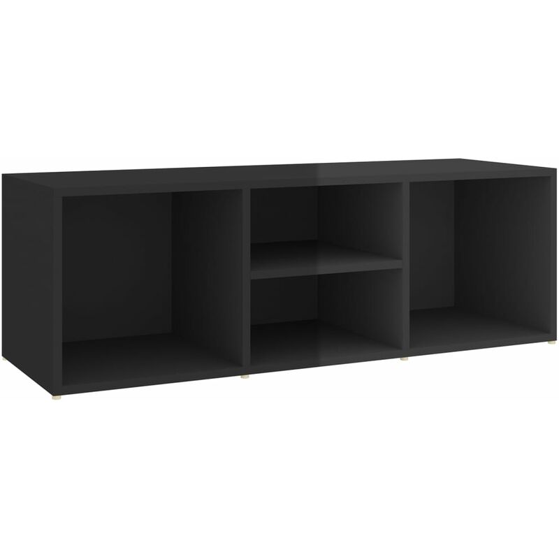 

vidaXL Banco zapatero de aglomerado negro brillante 105x35x35 cm - Negro