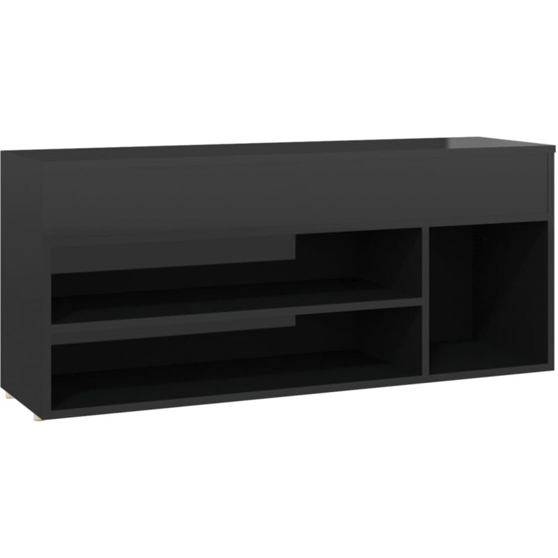 

Banco zapatero de aglomerado negro con brillo 105x30x45 cm - Negro - Vidaxl