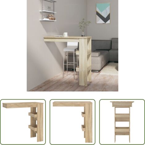 vidaXL Bancone da bar -  Bancone da Muro Rovere Sonoma 102x45x103,5 cm Legno Compensato