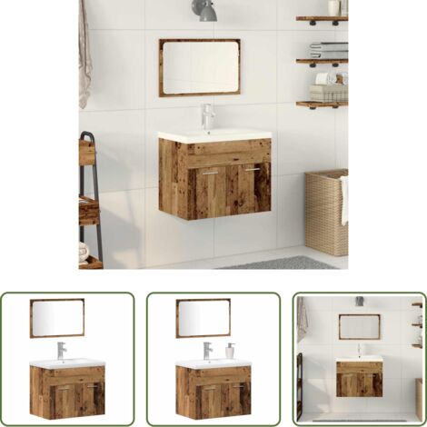 vidaXL Baño con puerta -  Juego de muebles de baño con puerta Madera de ingeniería