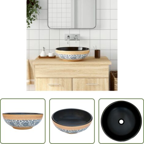 vidaXL Baño -  Lavabo sobre encimera redondo cerámica multicolor Φ41x14 cm