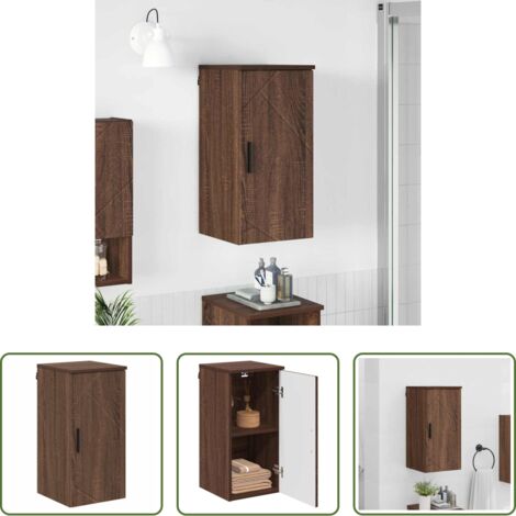 vidaXL Baño moderno -  Gabinete de Baño con puerta Roble Marrón 30 x 31,5 x 61 cm