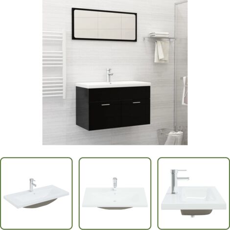 vidaXL Baño moderno -  Lavabo empotrado con grifo cerámica blanco 81x39x18 cm