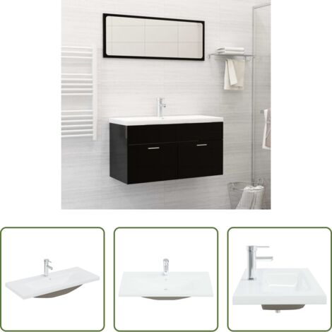 vidaXL Baño moderno -  Lavabo empotrado con grifo cerámica blanco 91x39x18 cm