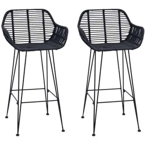 vidaXL Bar Chair 2 pcs 55 x 52 x 92 cm Rattan and Iron