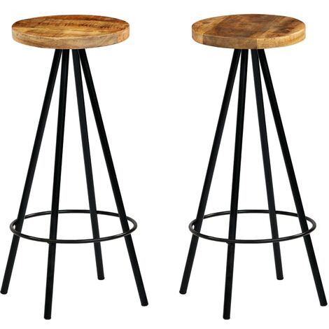 main image of "vidaXL 2/4x Solid Mango Wood Bar Chairs 30x30x76 cm Home Pub Kitchen Dining Room Chair Breakfast Seat Bar Stool Industrial Rustic Design"
