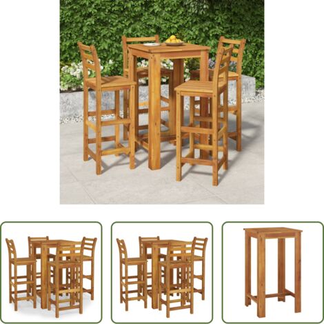 vidaXL Bar da giardino -  Set da Bar da Giardino 5 pz in Legno Massello di Acacia