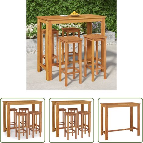 vidaXL Bar en acacia -  Ensemble de bar de jardin 5 pcs bois d'acacia solide