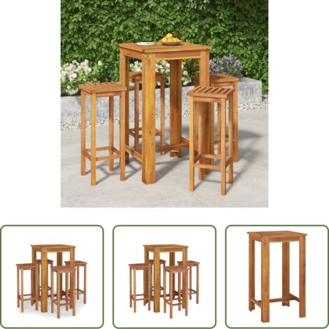 vidaXL Bar en acacia -  Ensemble de bar de jardin 5 pcs bois d'acacia solide