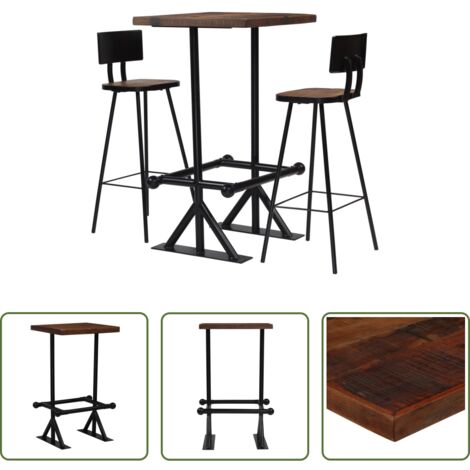 vidaXL Bar in legno industriale -  Set da Bar 3 pz in Legno Massello di Recupero