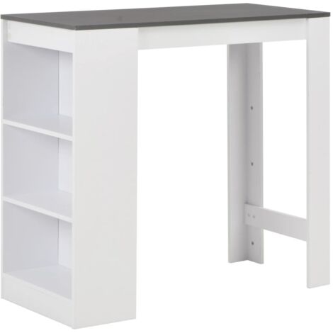 vidaXL Bar Table with Shelf White 110x50x103 cm