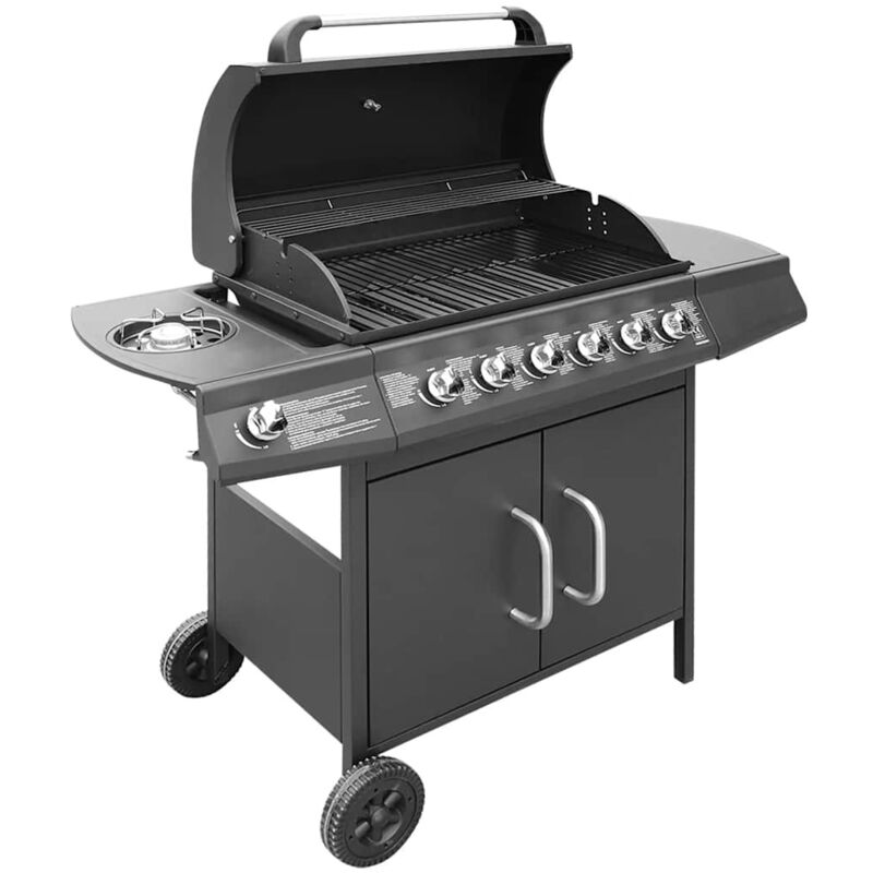

Barbacoa grill de gas 6+1 quemadores negra - Negro - Vidaxl