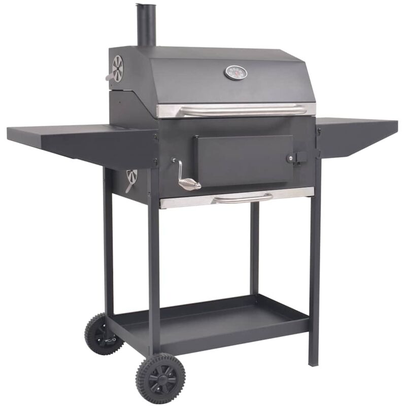 vidaXL Barbecue au charbon de bois avec &eacute;tag&egrave;re inf&eacute;rieure Noir 