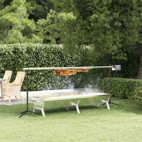 Vidaxl – Barbecue automatique en acier inoxydable – Moteur électrique – Grille et plateau pour cuisson de viande – Portable et léger