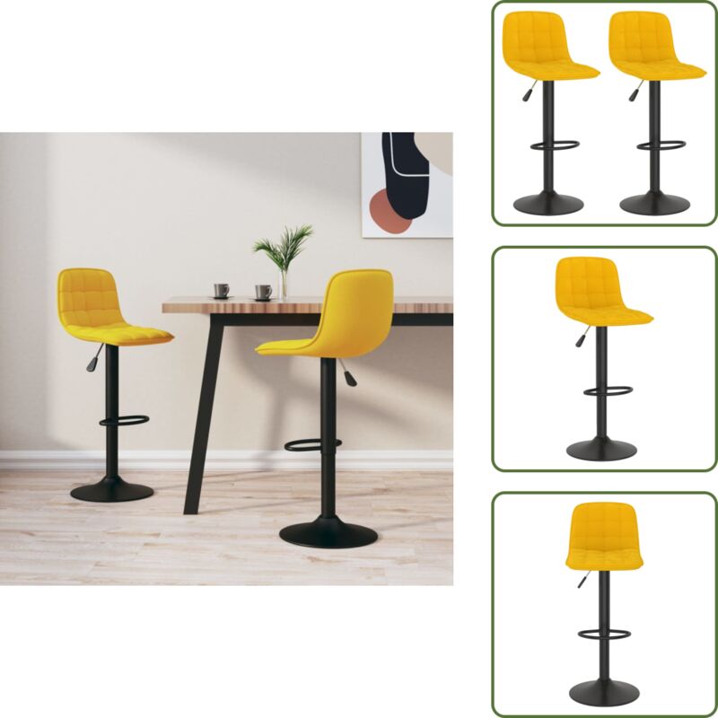 The Living Store Samt - Vidaxl Barhocker 2 Stk. Gelb Samt - Gasdruckfeder