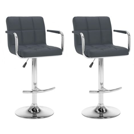 vidaXL Barhocker 2 Stk. Grau Kunstleder