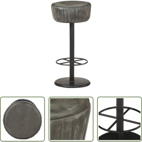 vidaXL Barhocker Grau -  Barhocker Grau Echtleder