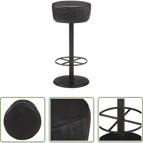 vidaXL Barhocker Schwarz -  Barhocker Schwarz Echtleder