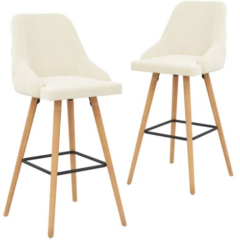 vidaXL Barhocker Set mit 2 Stück creme Velours
