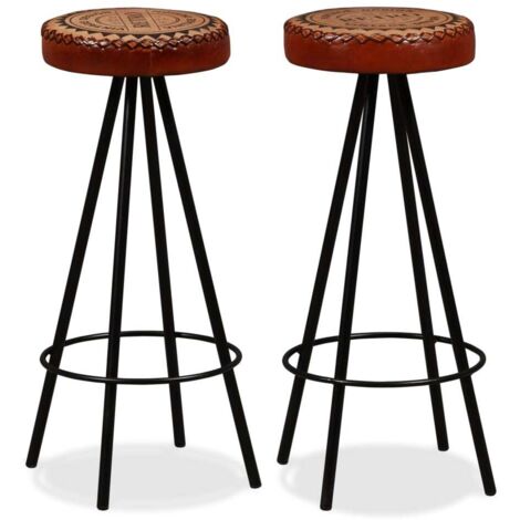 vidaXL Barhocker Set von 2 aus echtem Leder