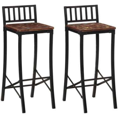 vidaXL Barhocker Set von 2 aus massivem Recyclingholz