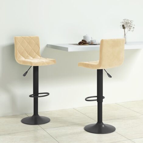 vidaXL Barhocker Set von 2 crème Samt