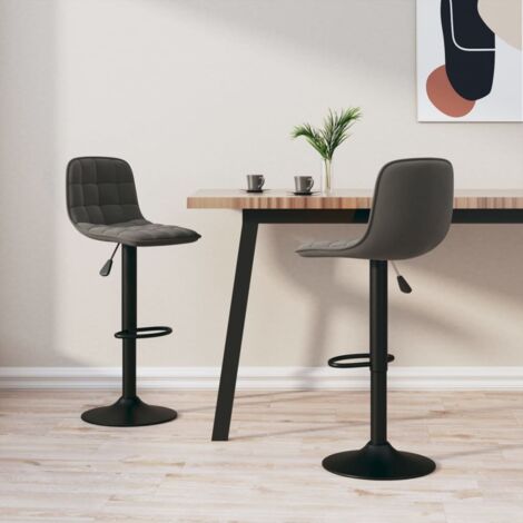 vidaXL Barhocker Set von 2 dunkelgrau Samt