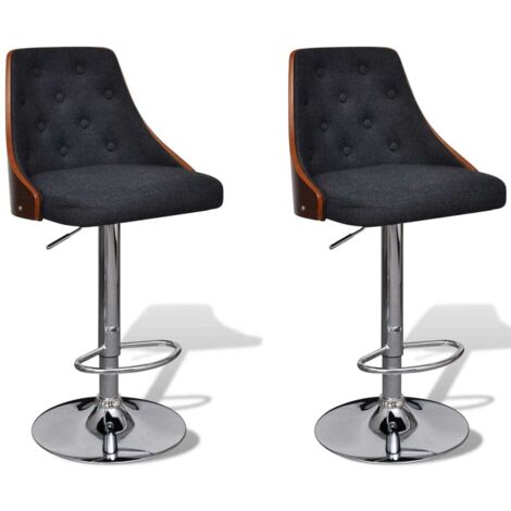 vidaXL Barhocker Set von 2, gebogenes Holz und Stoff