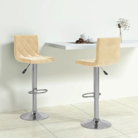vidaXL Barhocker Set von 2 in Creme Velvet