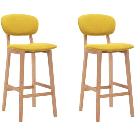 vidaXL Barhocker Set von 2 in Senfgelb, Stoff
