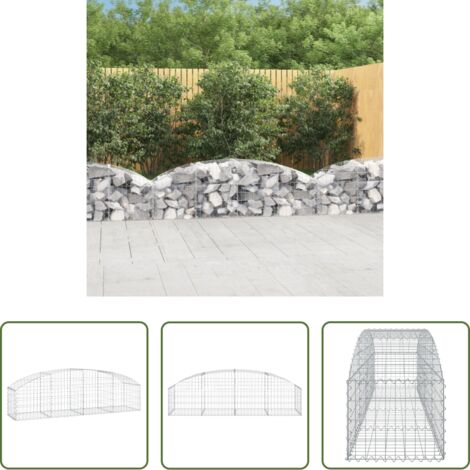 vidaXL Barriera da giardino -  Cesto Gabbione ad Arco 200x50x40/60 cm Ferro Zincato