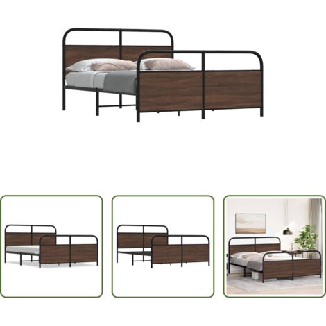 vidaXL Base a doghe -  Giroletto senza Materaso in Metallo Rovere Marrone 150x200 cm