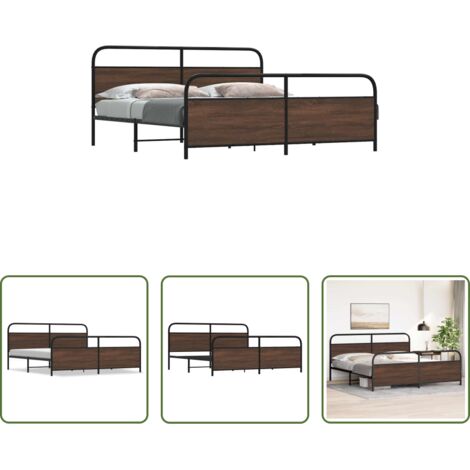 vidaXL Base a doghe -  Giroletto senza Materaso in Metallo Rovere Marrone 200x200 cm