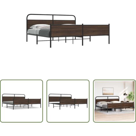 vidaXL Base a doghe -  Giroletto senza Materaso in Metallo Rovere Marrone 200x200 cm
