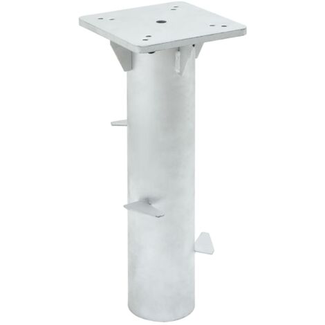 Vidaxl – Base de parasol enterré argenté 16x16 cm en acier – Installation béton pour stabilité optimale – Compatible parasols avec vis M8