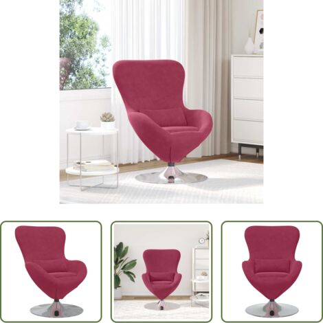 vidaXL Base girevole -  Poltrona uovo Rosso Vino Velluto