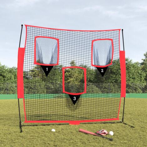 vidaXL Baseball Netz tragbar Schwarz/Rot 183x105x183 cm Polyester