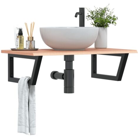 vidaXL Basin Shelf Wall Mounted Steel and Solid Wood Oak