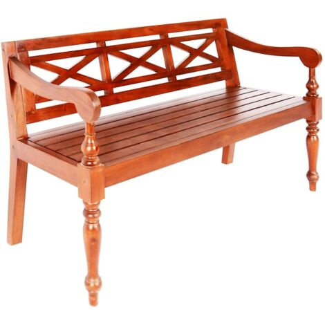 vidaXL Batavia Bench 123 cm Solid Mahogany Wood Dark Brown