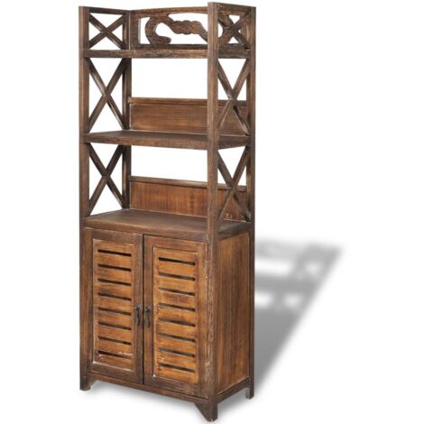 main image of "Bathroom Cabinet Shelf Storage Chest Free Standing Albuquerque Wood White/Brown"