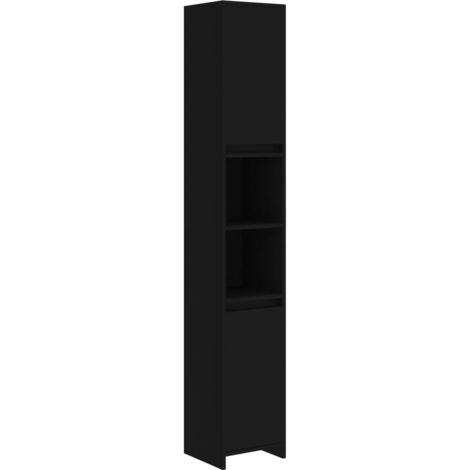 vidaXL Bathroom Cabinet Black 30x30x183.5 cm Chipboard - Black